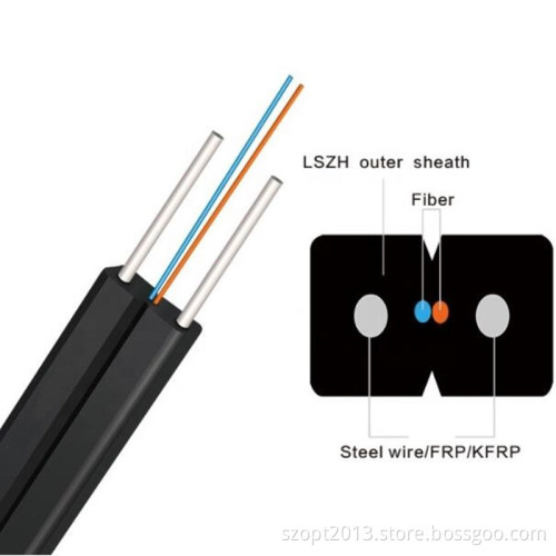 Fiber Optic Ftth Flat Drop Cable G657A1 G657A2 1C 2C 4C LSZH Steel/FRP/KFRP